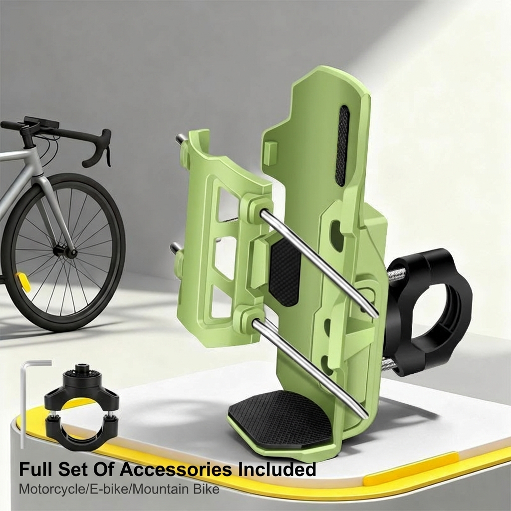 Portable and reinforced bicycle cup holder - 360-degree rotation